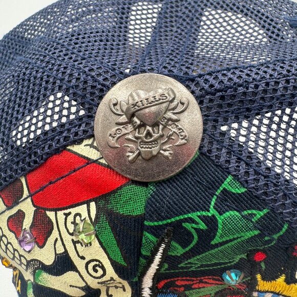 Vintage Ed Hardy Christian Audigier Love Kills Slowly Trucker Hat Y2K Bling - Picture 7 of 10